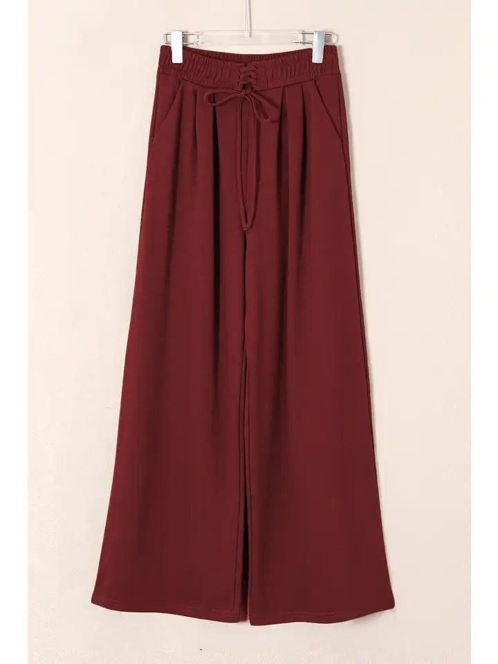 Tied High Waist Pleated Detail Solid Sweatpants
