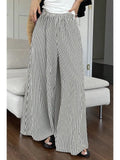 Stripe Elastic Waist Ultra Wide Leg Pants