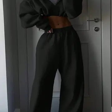 Cozy Cropped Hoodie and Sweatpants Set