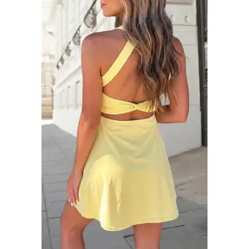 Solid Backless Tank Top Mini Dress