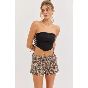Leopard Mid Rise Shorts