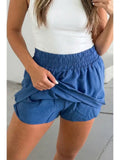 Solid Elastic Waist Casual Skort
