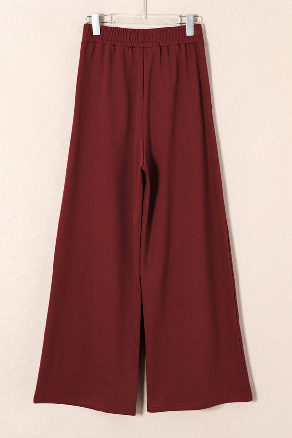 Tied High Waist Pleated Detail Solid Sweatpants