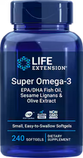 Super Omega-3 EPA/DHA Fish Oil, Sesame Lignans & Olive Extract 240 easy-to-swallow softgels
