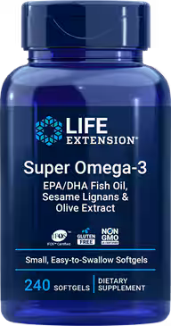 Super Omega-3 EPA/DHA Fish Oil, Sesame Lignans & Olive Extract 240 easy-to-swallow softgels