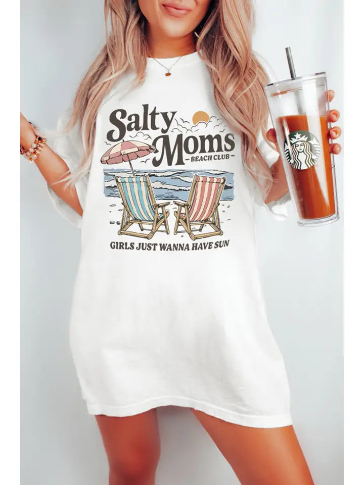Salty Moms Beach Day Graphic Cotton Tunic Tee