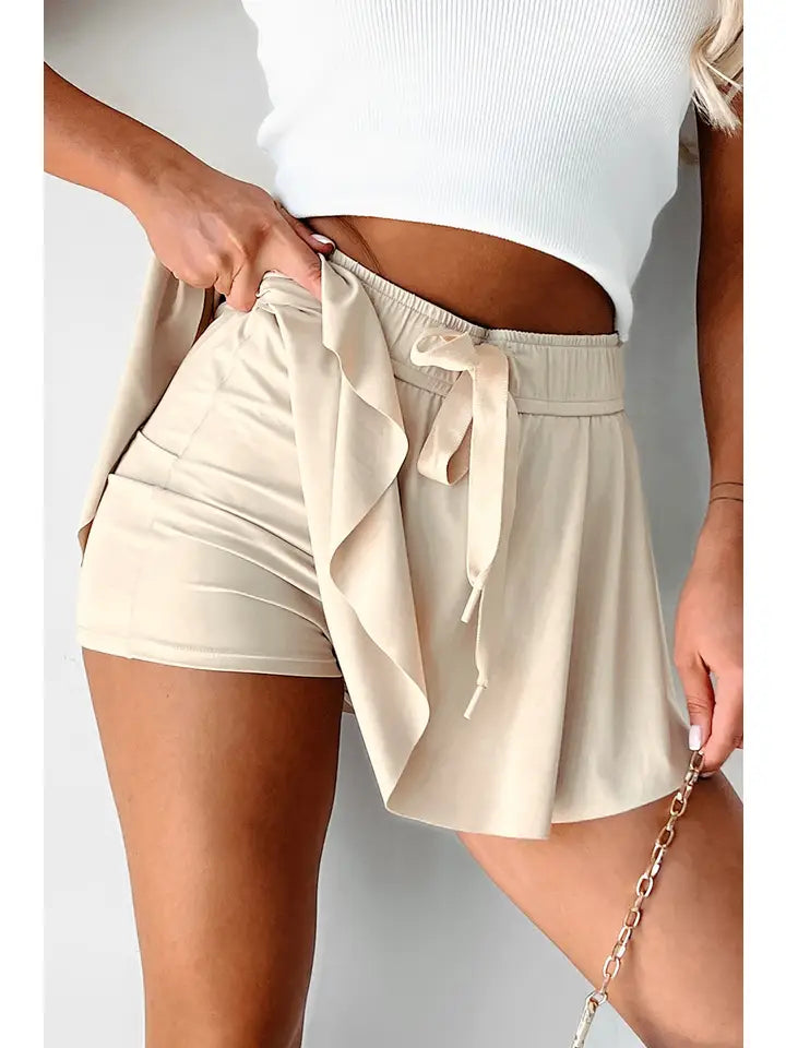 High Waist Drawstring Lined Sports Skorts