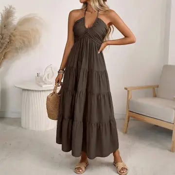 Halter Backless Vacation Loose Maxi Dress