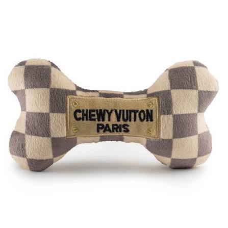 Stuffed Checker Chewy Vuiton Bone Toy